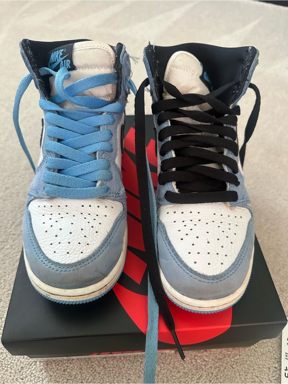 Jordan 1 Retro High White University Blue Black Sneakers